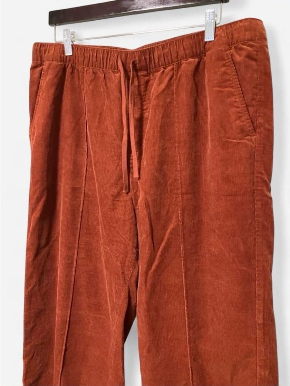Talbots Women’s Rust Corduroy Drawstring Pull On Wide Leg Pants Cotton Size XL